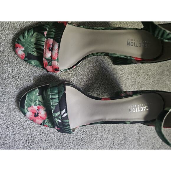 Kenneth Cole Size 8.5 Floral Heeled Sandals Block Heel Open Toe Women’s Shoes - Picture 8 of 8